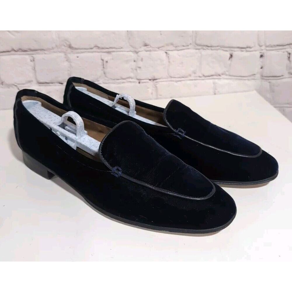 The Row Navy Blue Adam Velvet Loafers